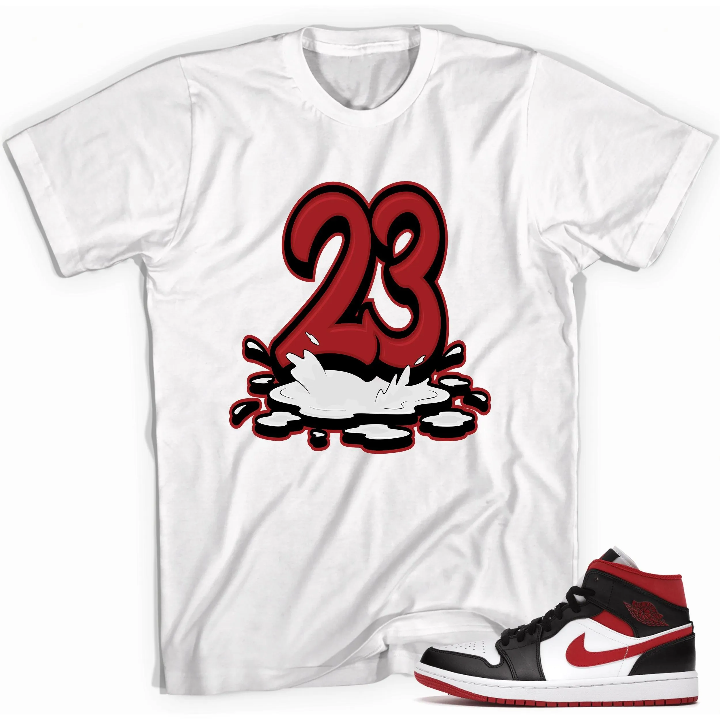 1 Mid Gym Red Black White Shirt 23 Melting