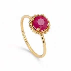 10K Yellow gold red ruby solitaire ring-R450