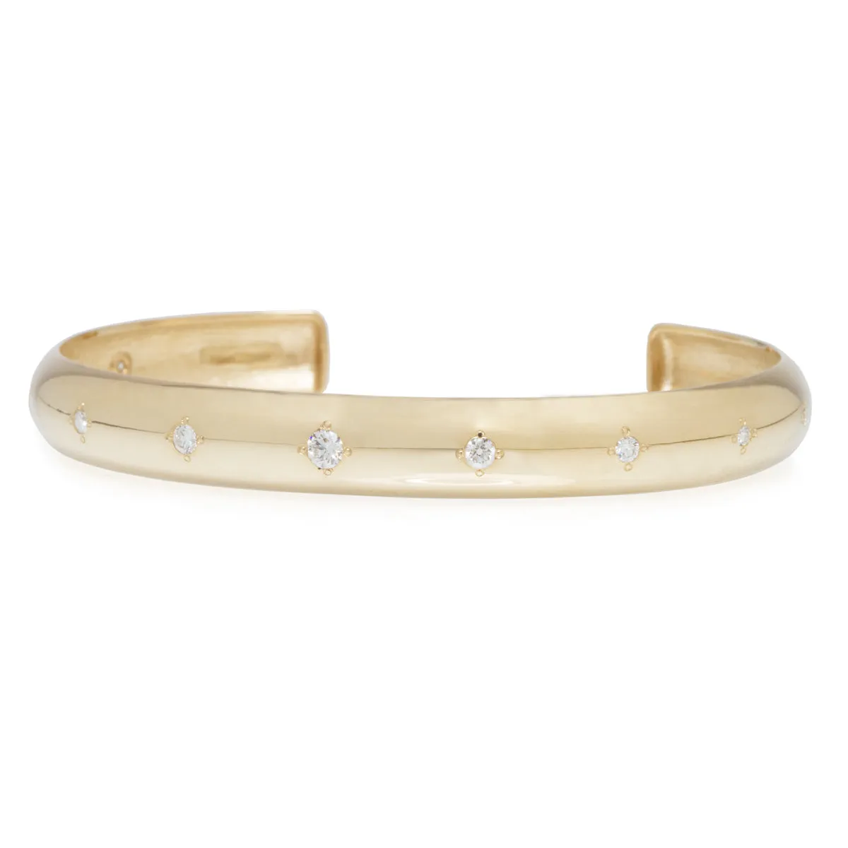 14k Graduated Diamonds Wide Half Round Cuff