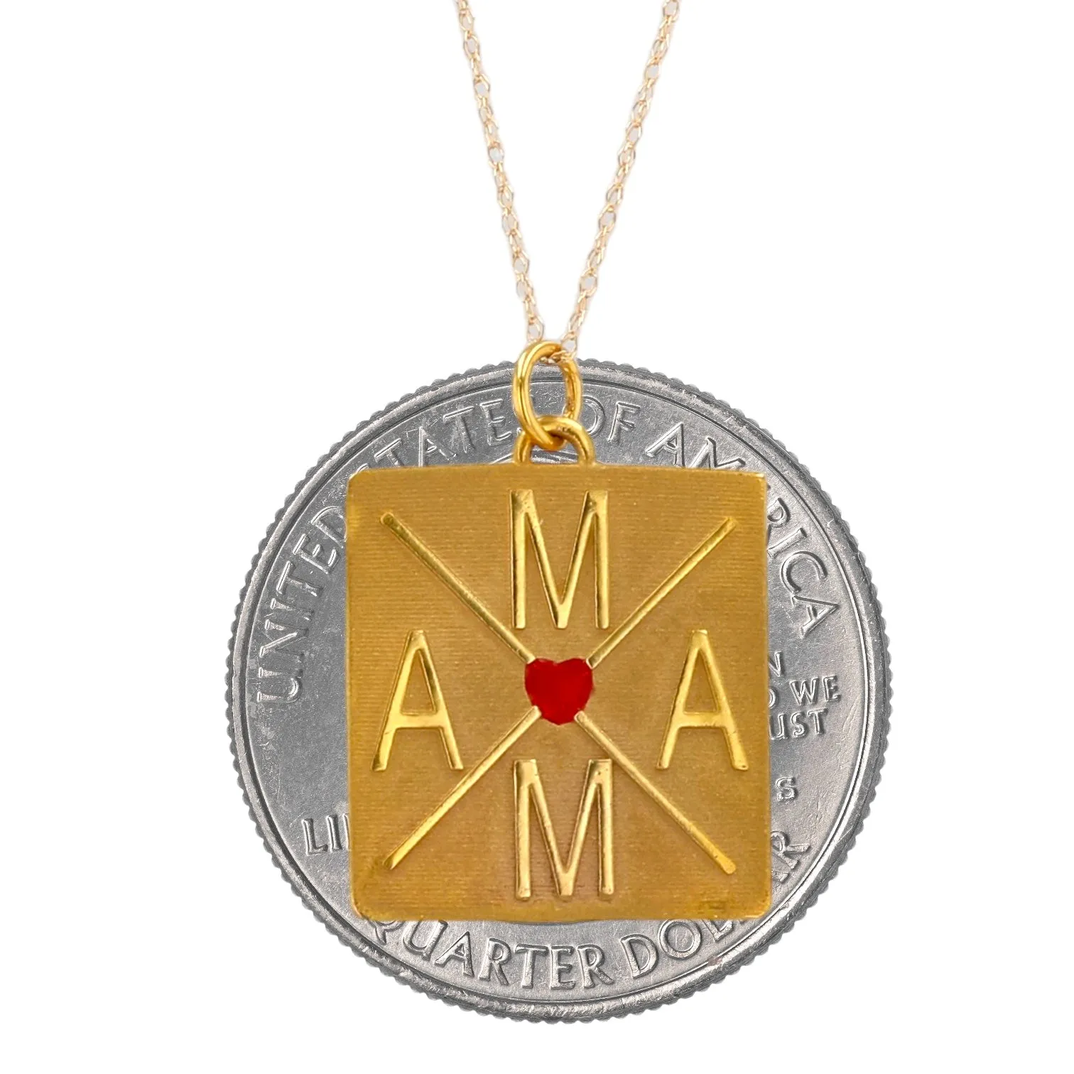 14K Yellow gold square mama pendant singapore chain-538383