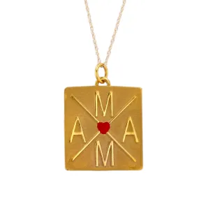 14K Yellow gold square mama pendant singapore chain-538383