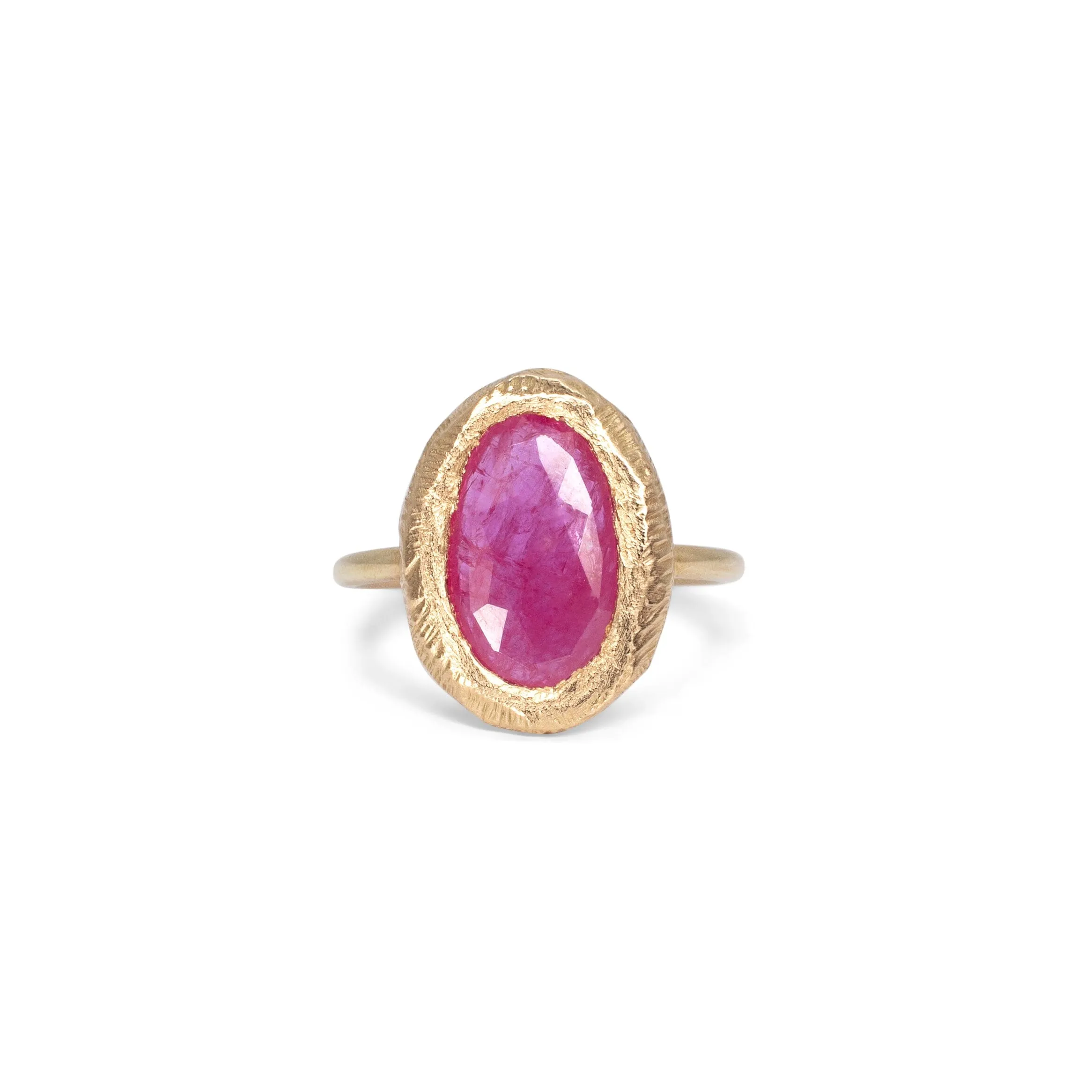 18K Freeform Solitaire Ring in Ruby