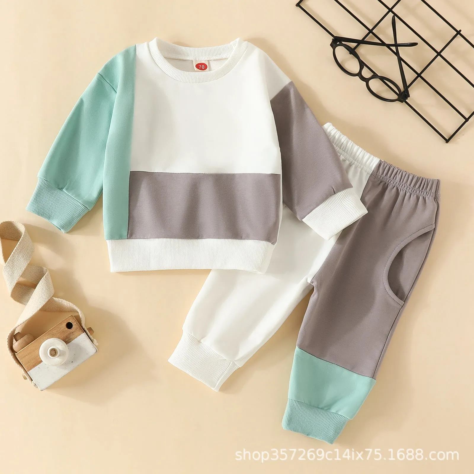 2 Pieces Set Baby Kid Boys Color-blocking Tops And Pants Wholesale 24011120