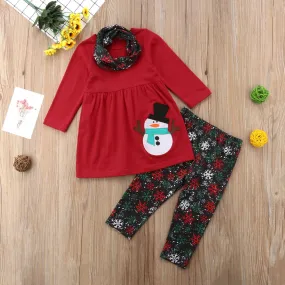 2 Pieces Set Baby Kid Girls Christmas Cartoon Print Tops And Pants Wholesale 23101505