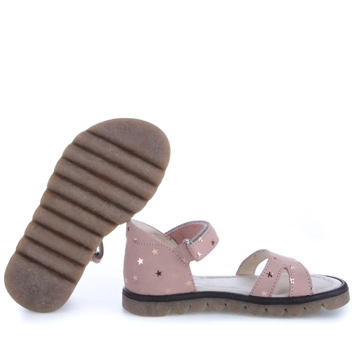 (2631B) Emel pink velcro sandals stars