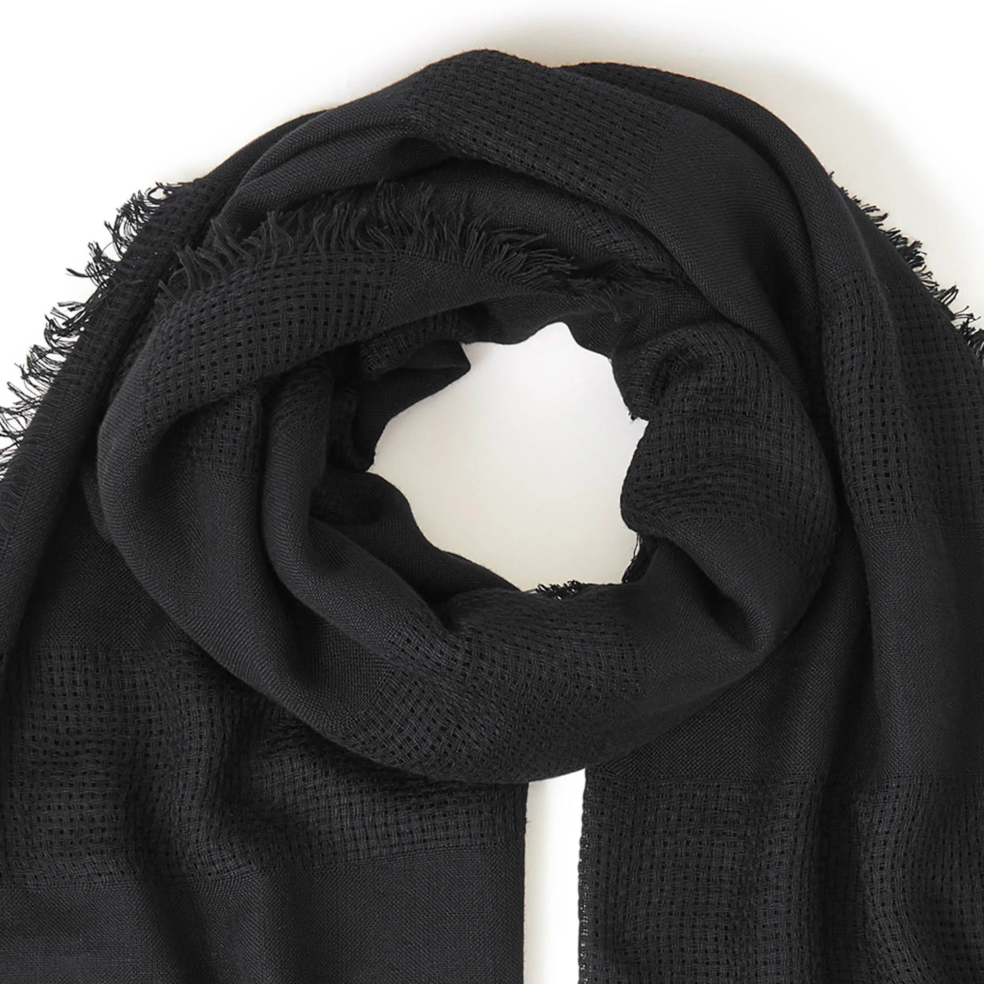 Accessorize London Women's Black Waffle Stripe Textured Scarf