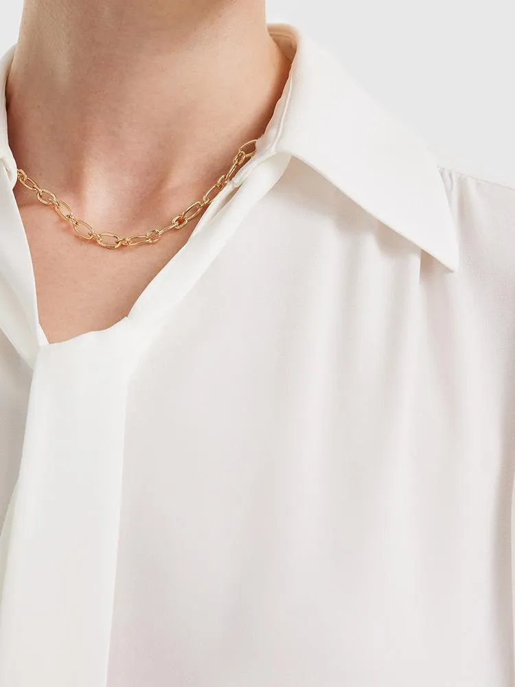 Acetate Floating Collar Shirt With Removable Chain