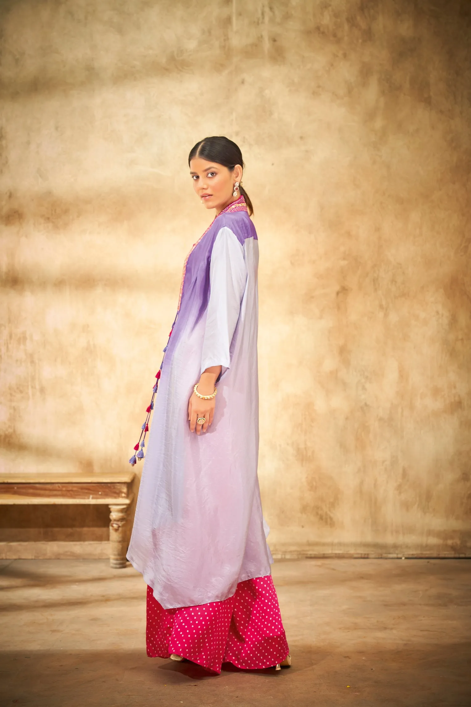 Aditi Somani's Classy Shaded silk Pink cape set - Rent