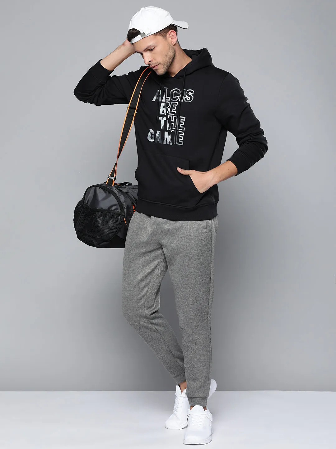 Alcis Men Black Printed Hooded Sweatshirt