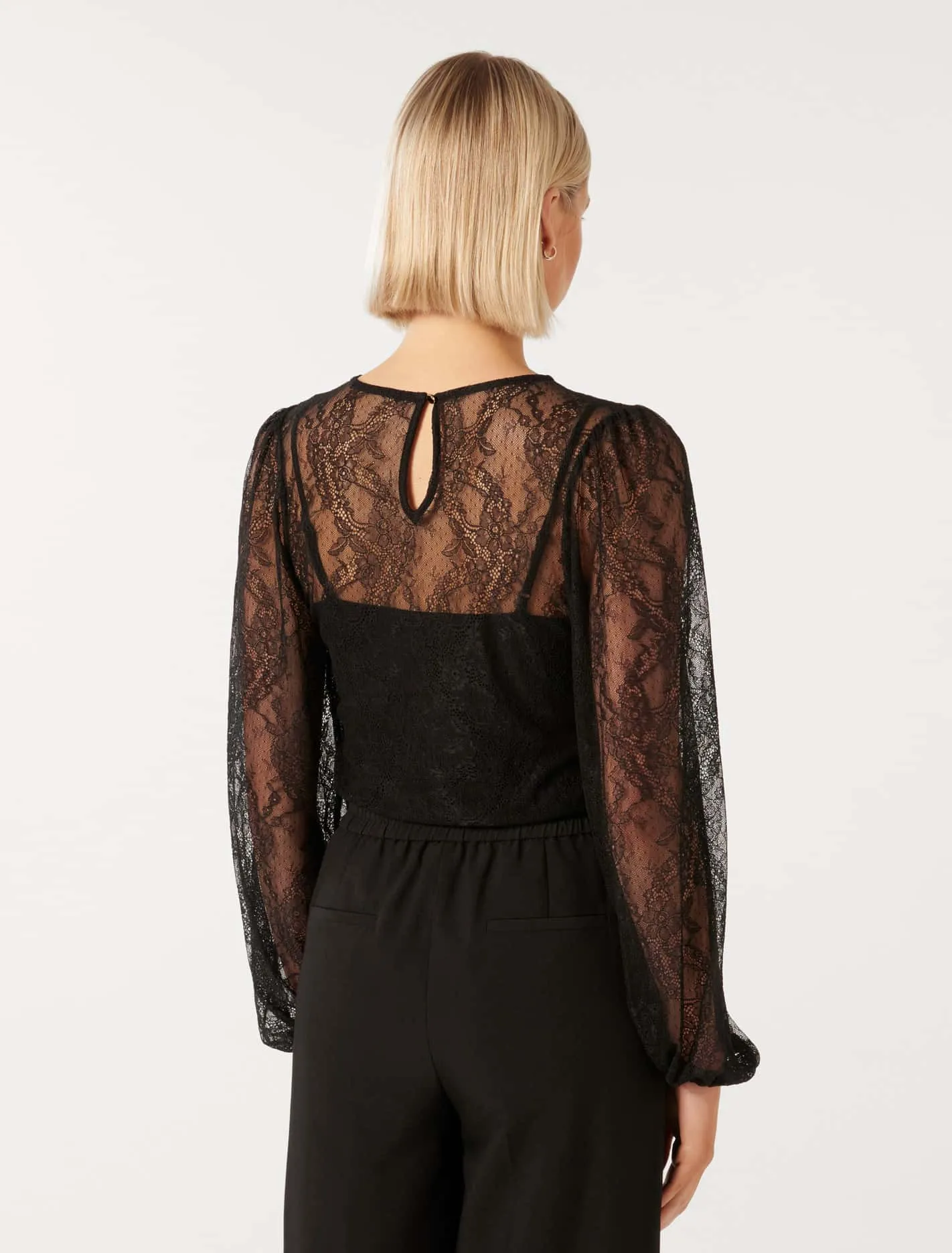 Alexis Round Neck Lace Top