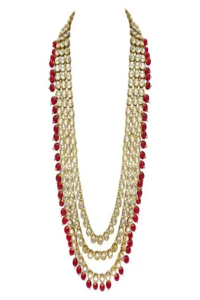 Alloy Necklace with Earrings and Maang Tikka in Red