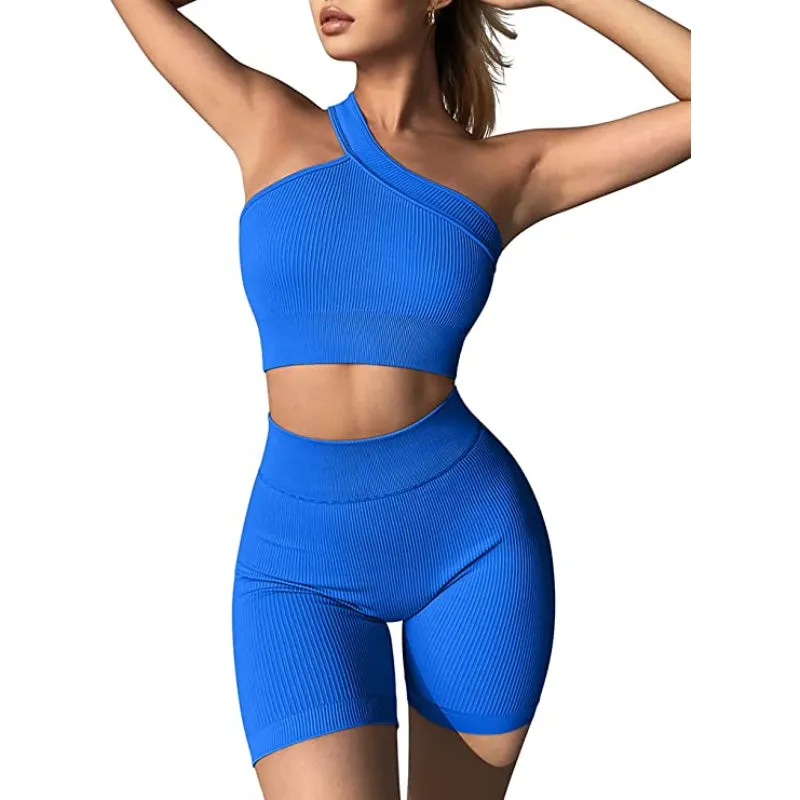 Amari One Shoulder Ribbed Workout Set