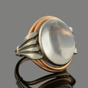 Art Nouveau Platinum   14kt Mixed Metals Moonstone Ring