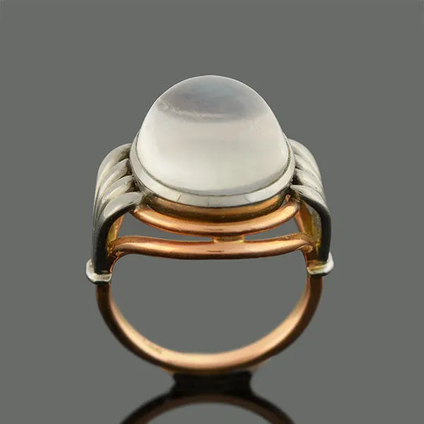 Art Nouveau Platinum   14kt Mixed Metals Moonstone Ring