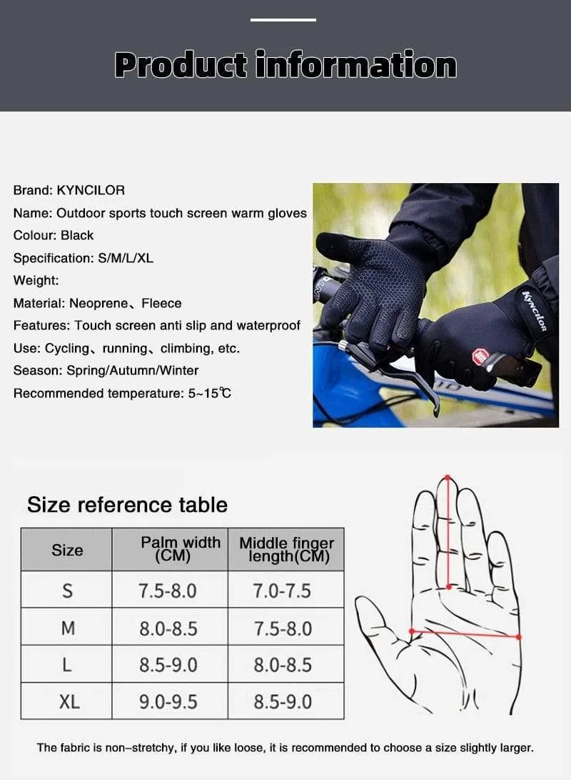 Autumn And Winter Outdoor Sports Men And Women Waterproof Windproof Warm Gloves Riding Touch Screen Zipper Ski Full Finger Glove