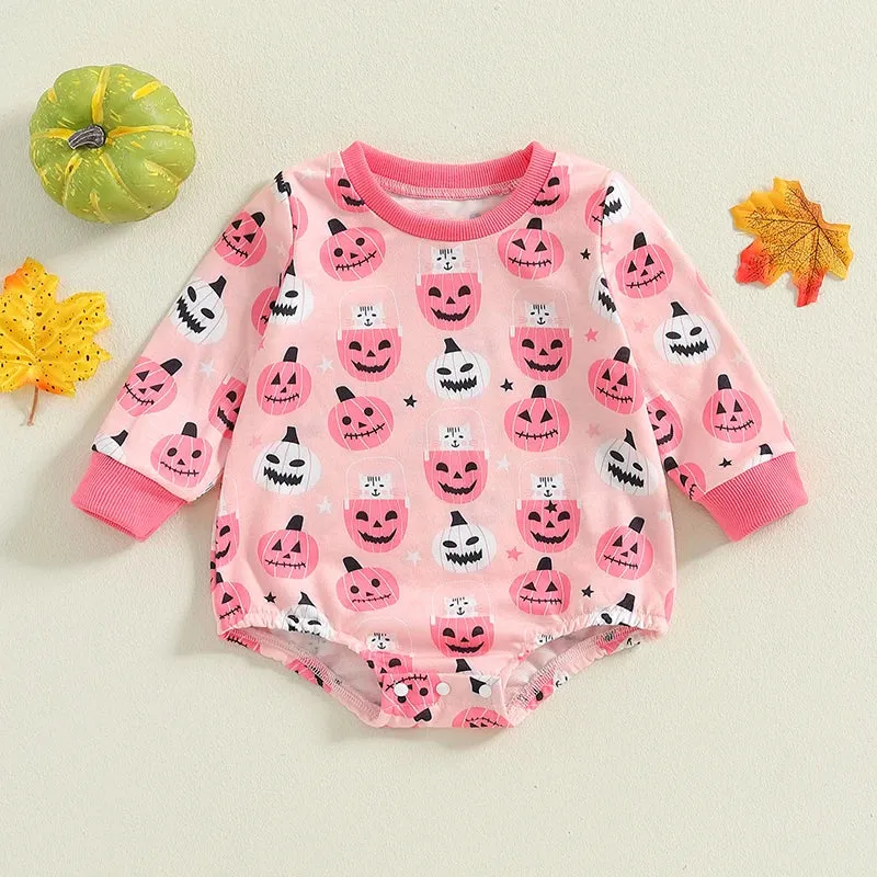 Baby Girls Halloween Romper Jack O Lantern