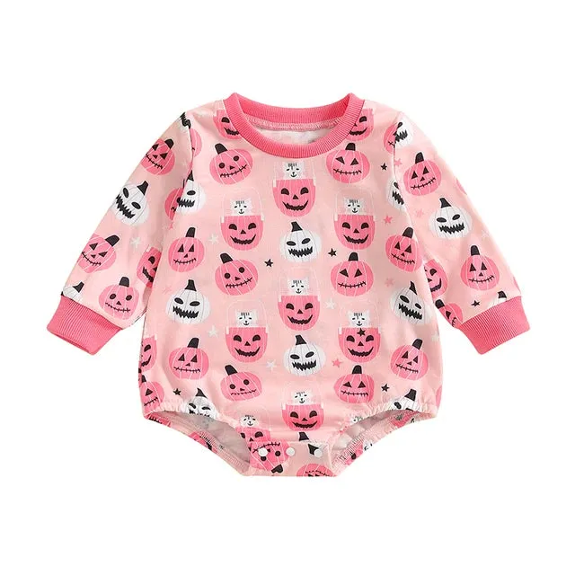 Baby Girls Halloween Romper Jack O Lantern