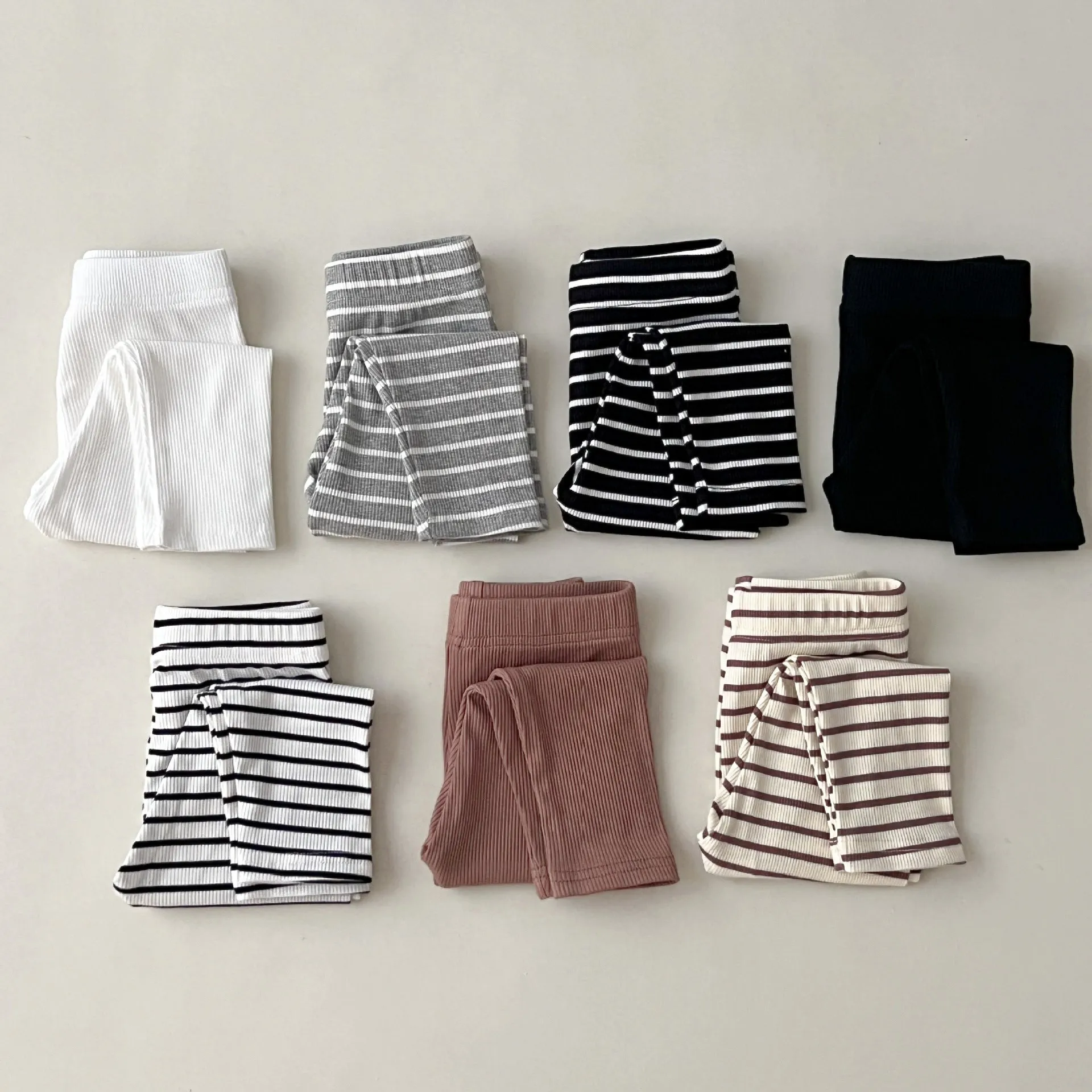 Baby Kid Girls Solid Color Striped Pants Leggings Wholesale 23113058