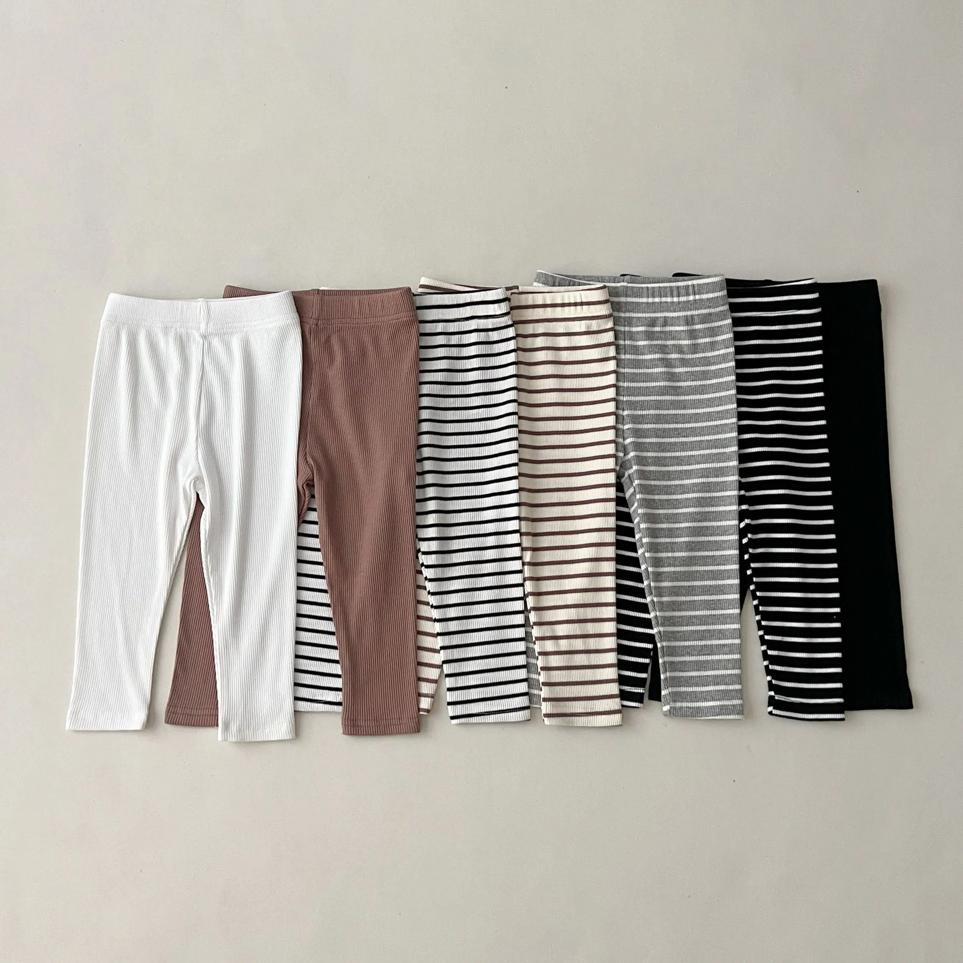 Baby Kid Girls Solid Color Striped Pants Leggings Wholesale 23113058