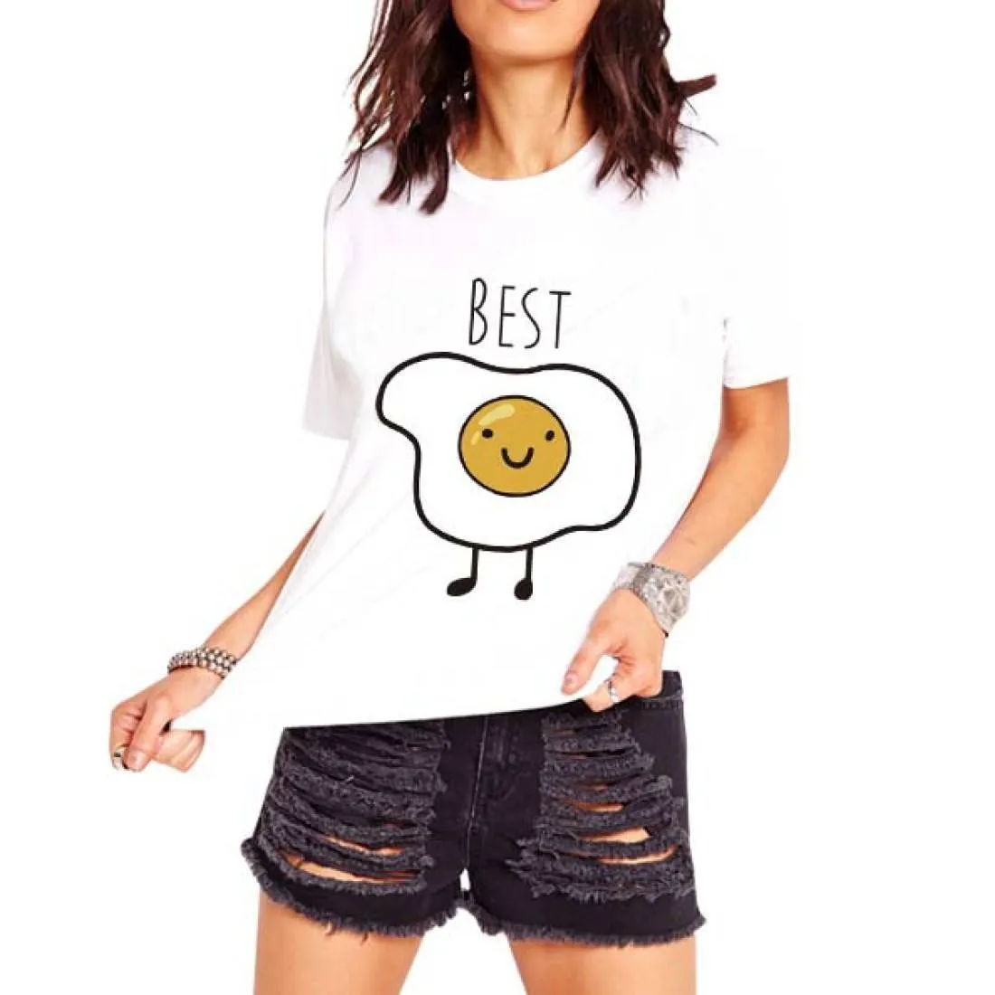 Bacon and Eggs Best Friends T-Shirt Graphic Print Tees | 2 Piece Set