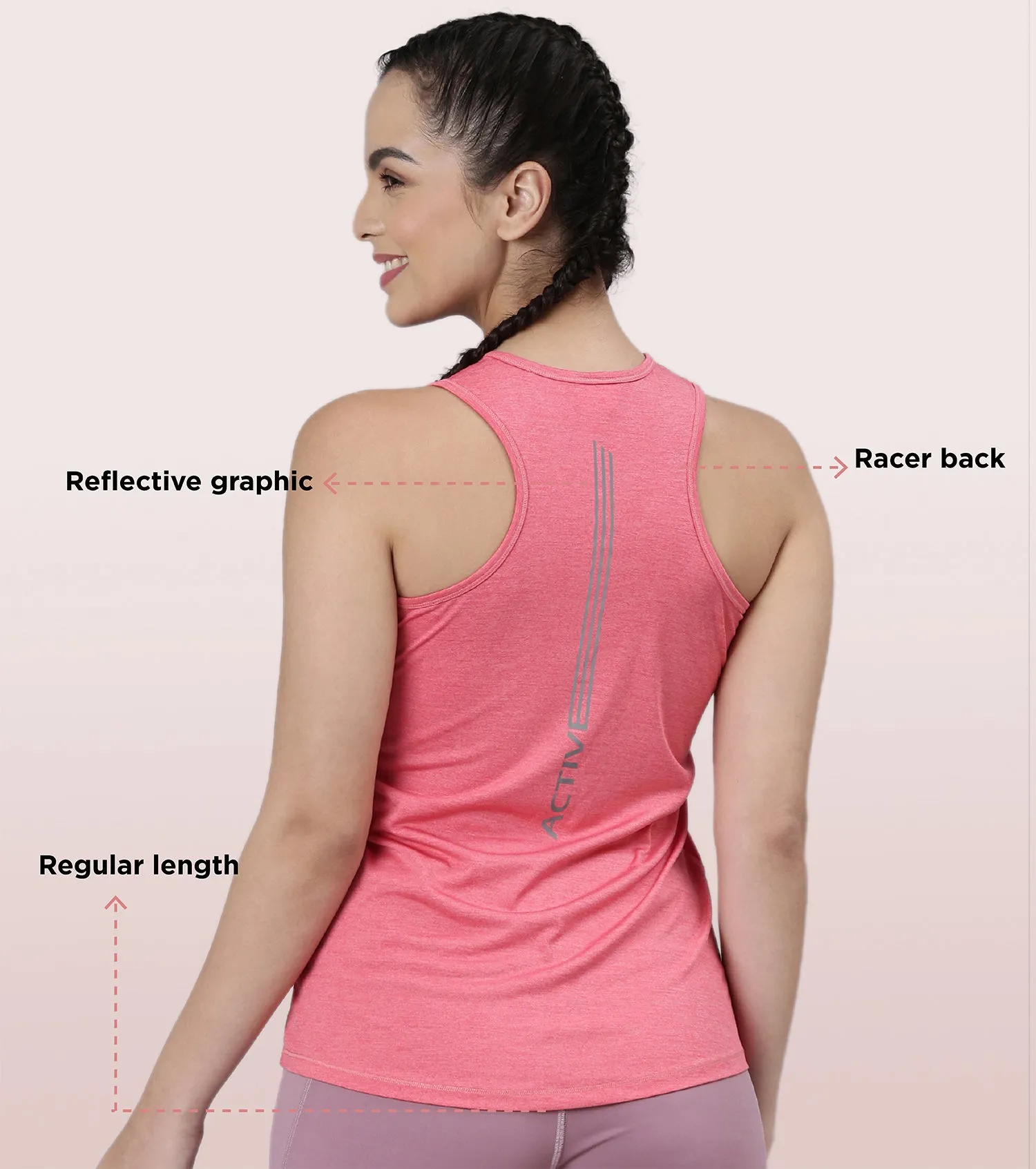 Basic Workout Tank | Dry Fit Racer Tank With Refective Graphic Relaxed Fit | Regular Length |A 308