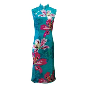 【BAUHINIA】100% Silk Crystal Cheongsam (Sleeveless)