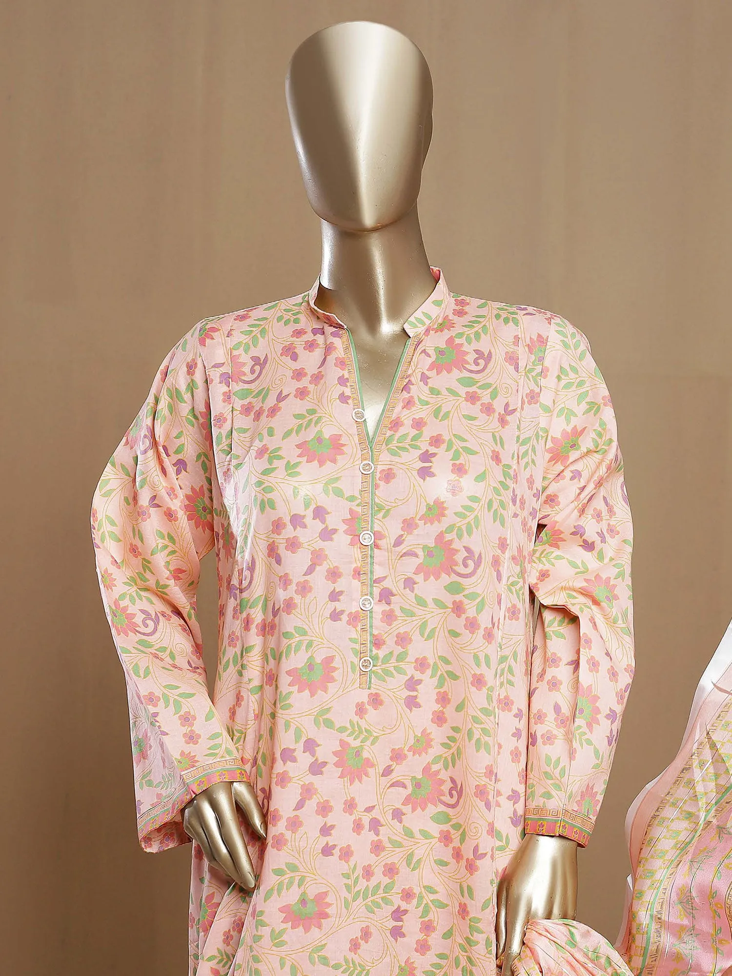 Bin Saeed "Khalidars" Lawn Frock Suit - Light Pink