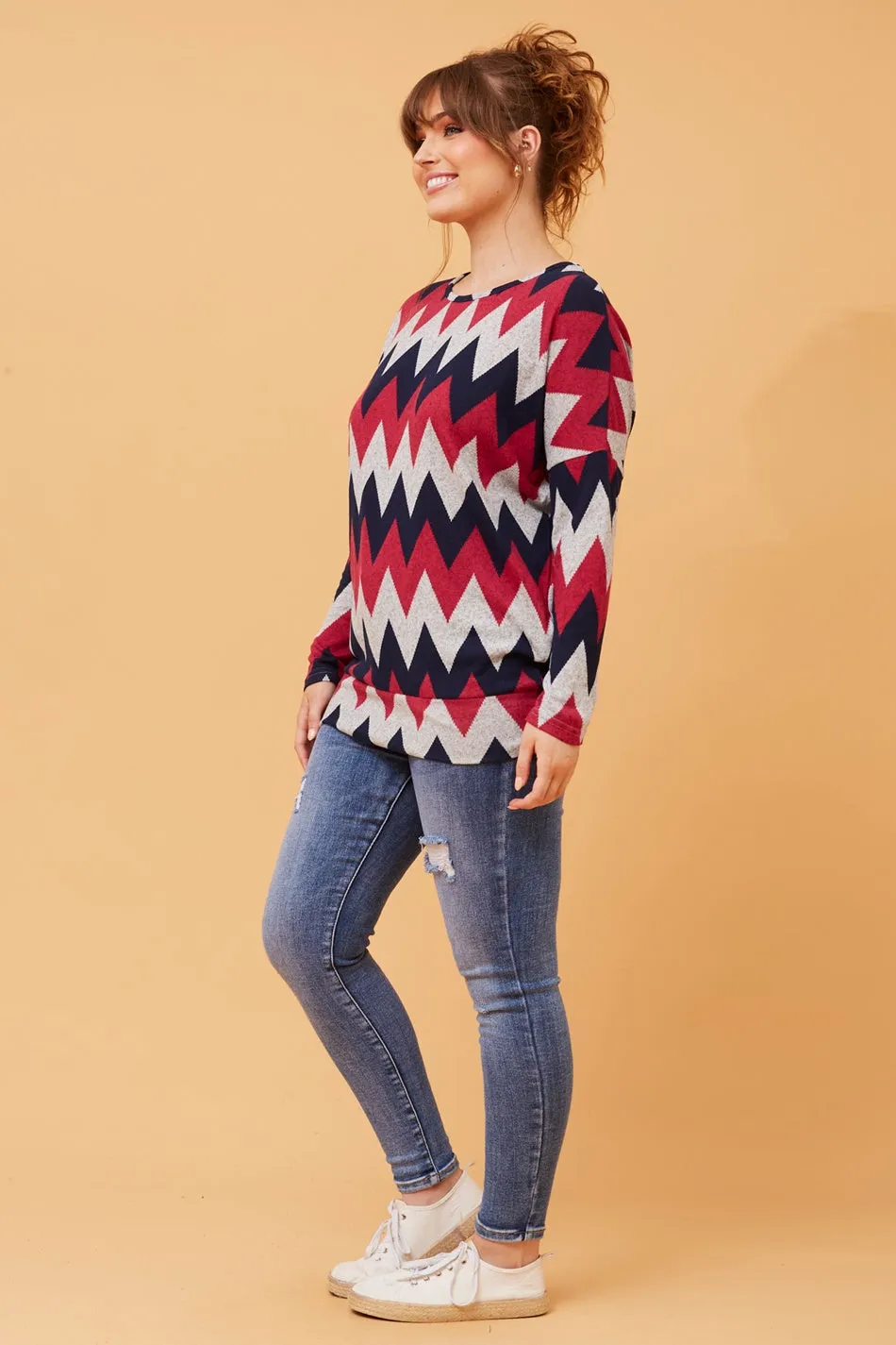 BIRD CHEVRON PRINT TOP