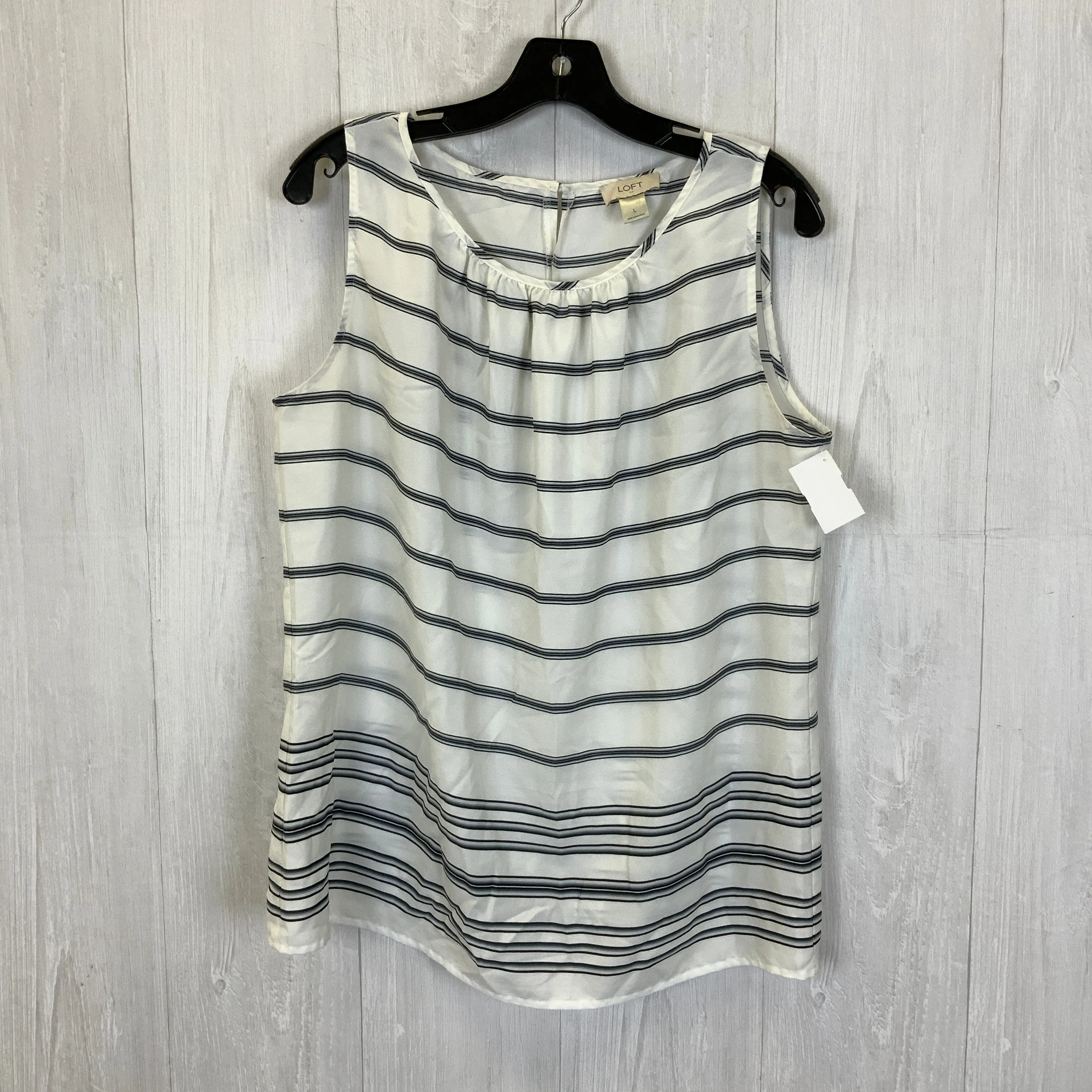 Black & Cream Top Sleeveless Loft, Size L