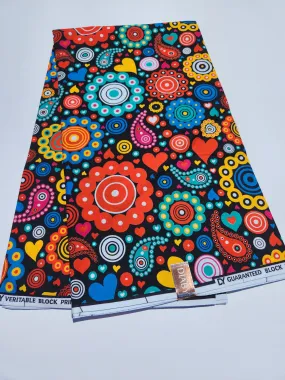 Black Multicolor African Print Fabric, Ankara Fabric, AF172