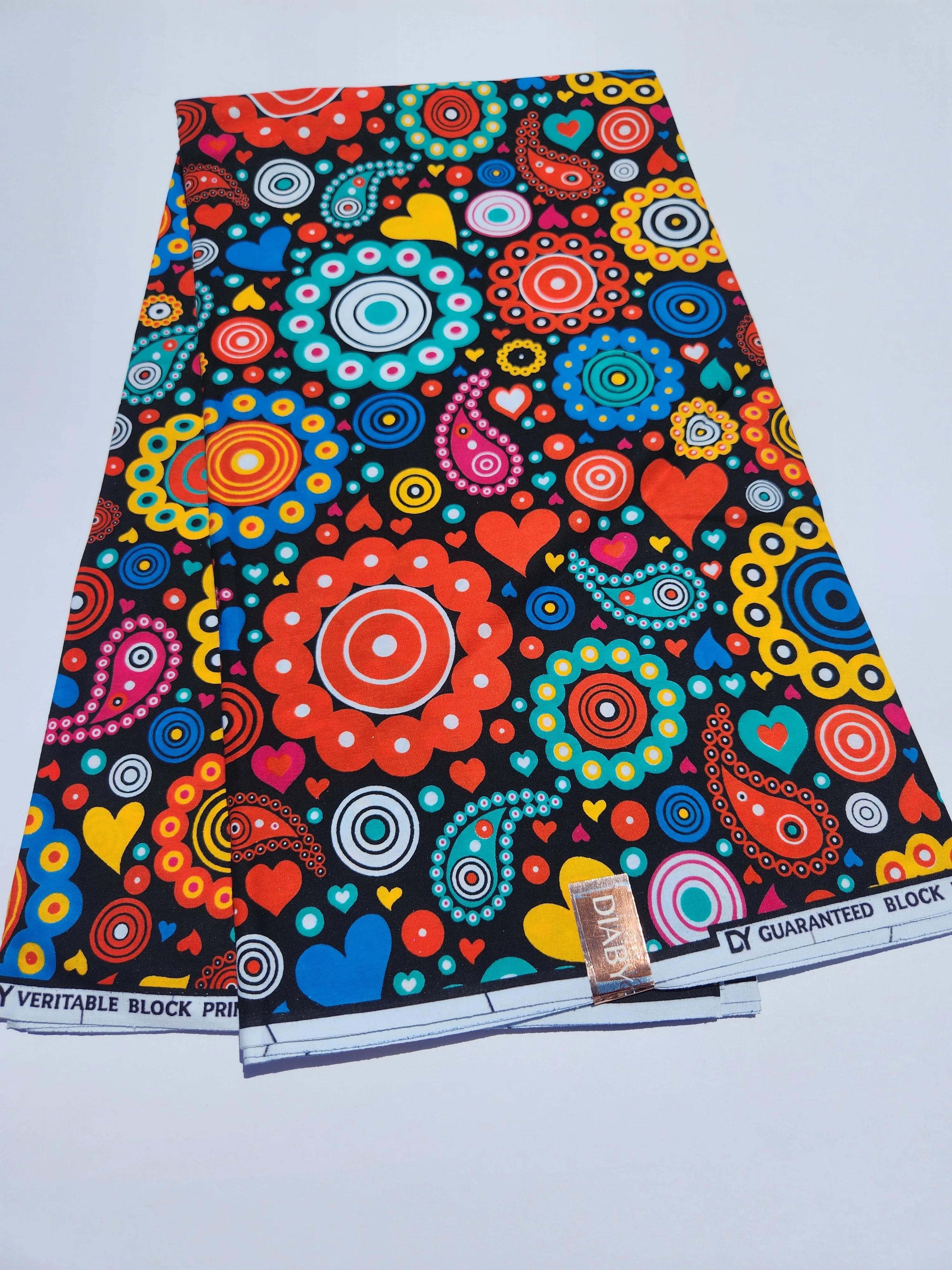 Black Multicolor African Print Fabric, Ankara Fabric, AF172