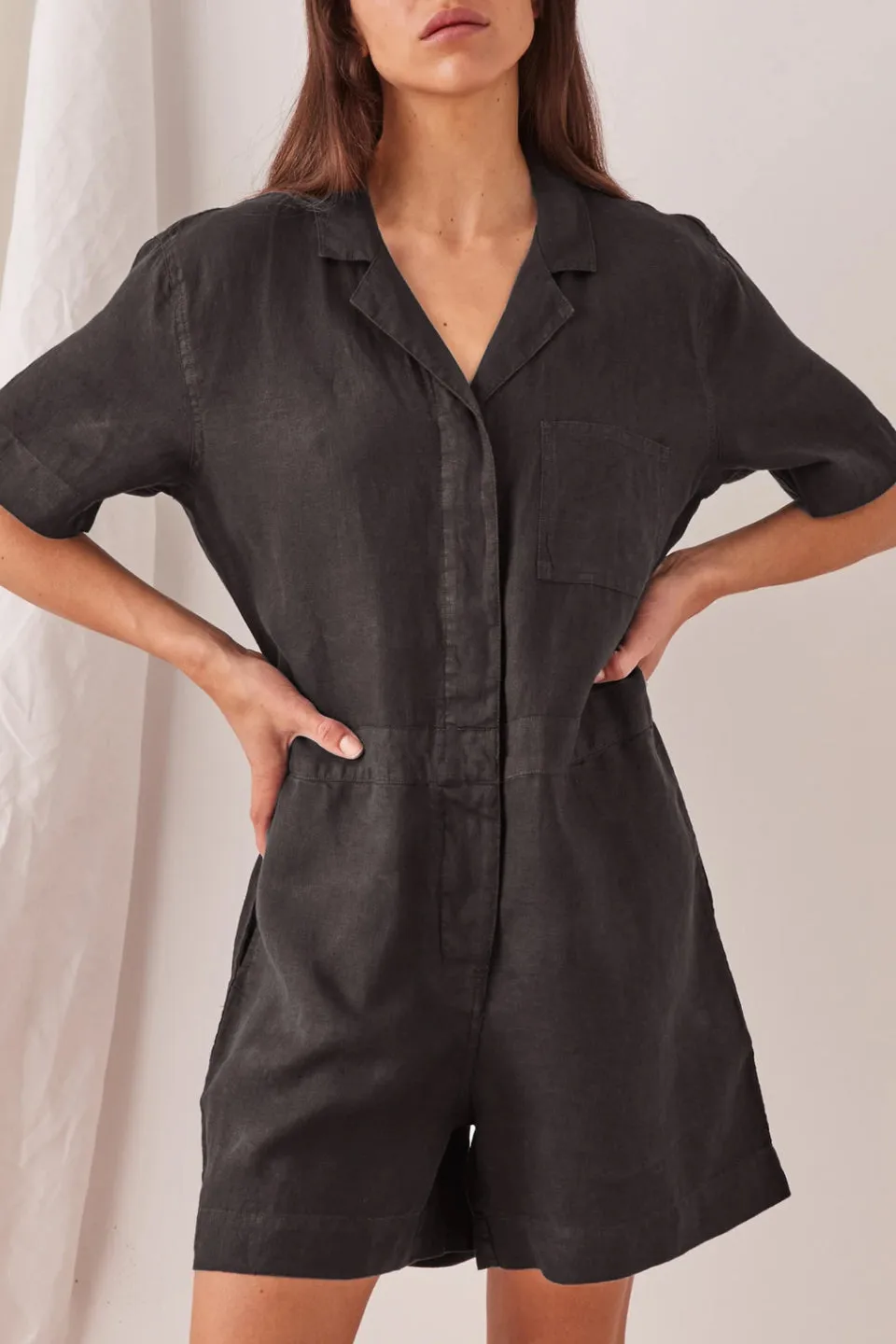 Blair Linen Black Playsuit