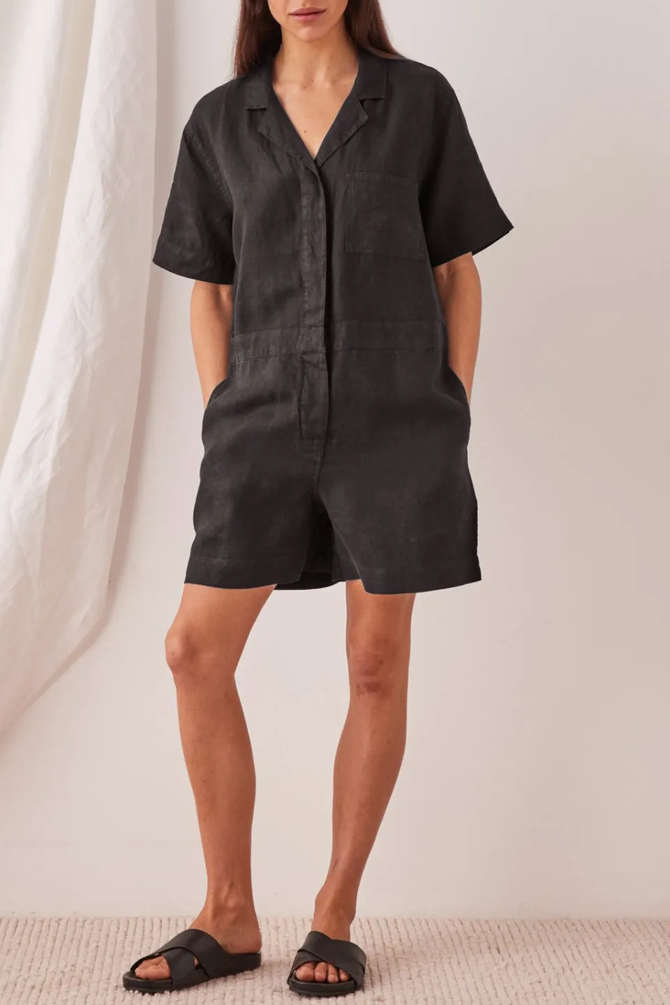 Blair Linen Black Playsuit