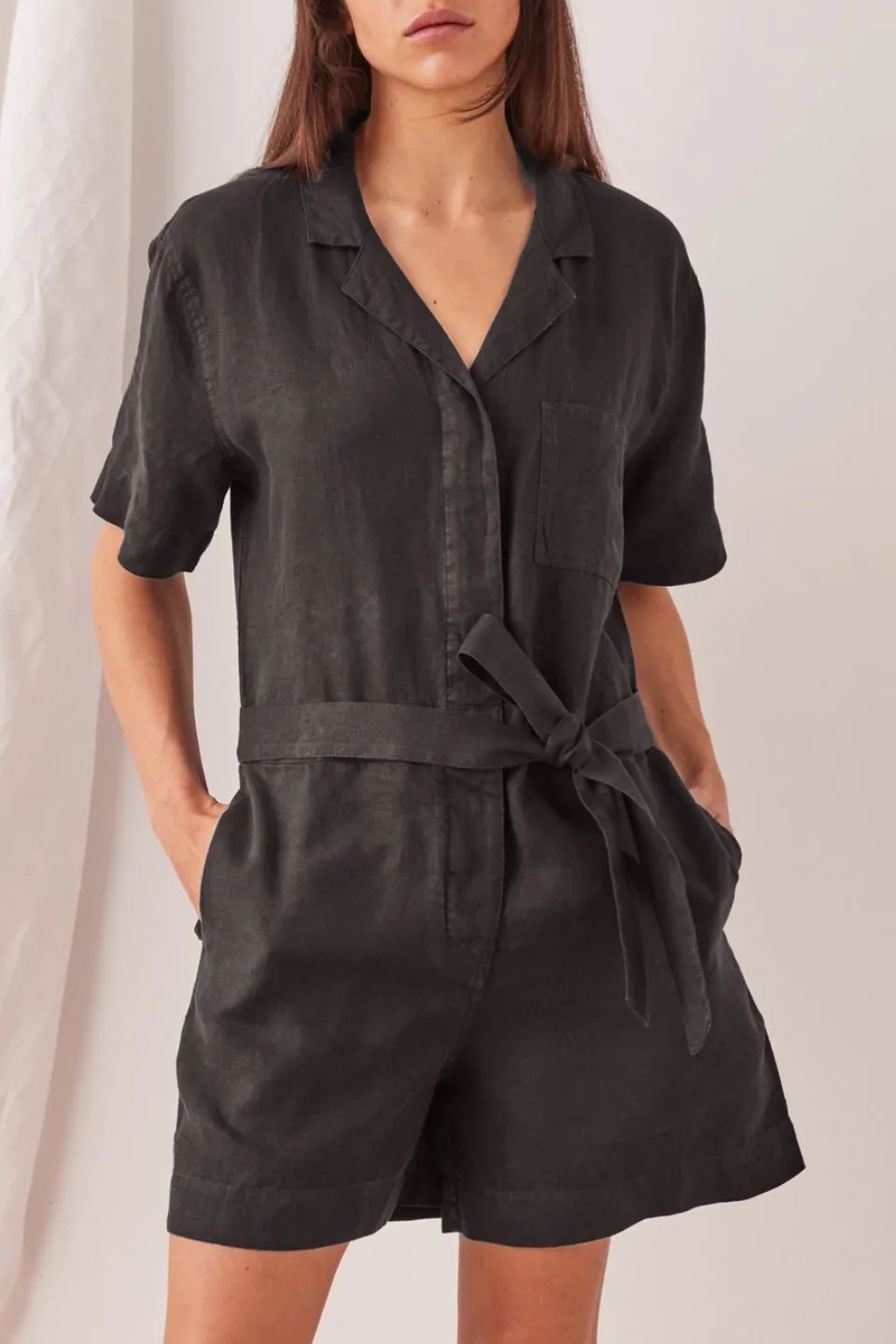 Blair Linen Black Playsuit