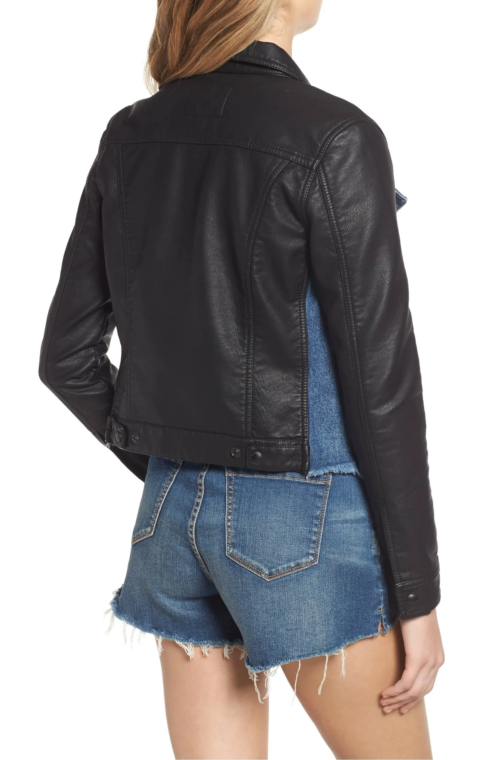 Blank NYC Arachnophobia Faux Leather & Denim Jacket