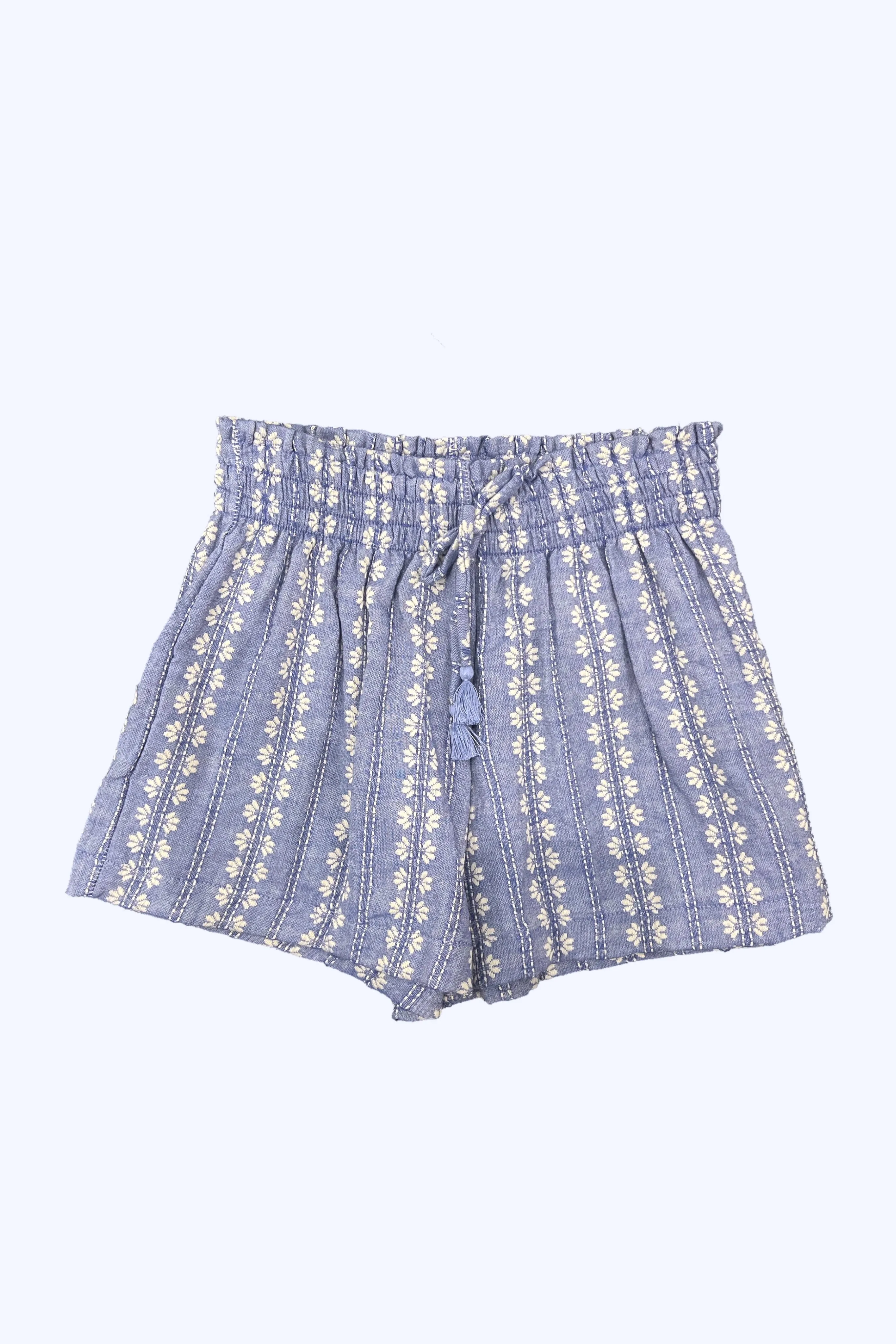 Blue Ivory Print Eyelet Shorts