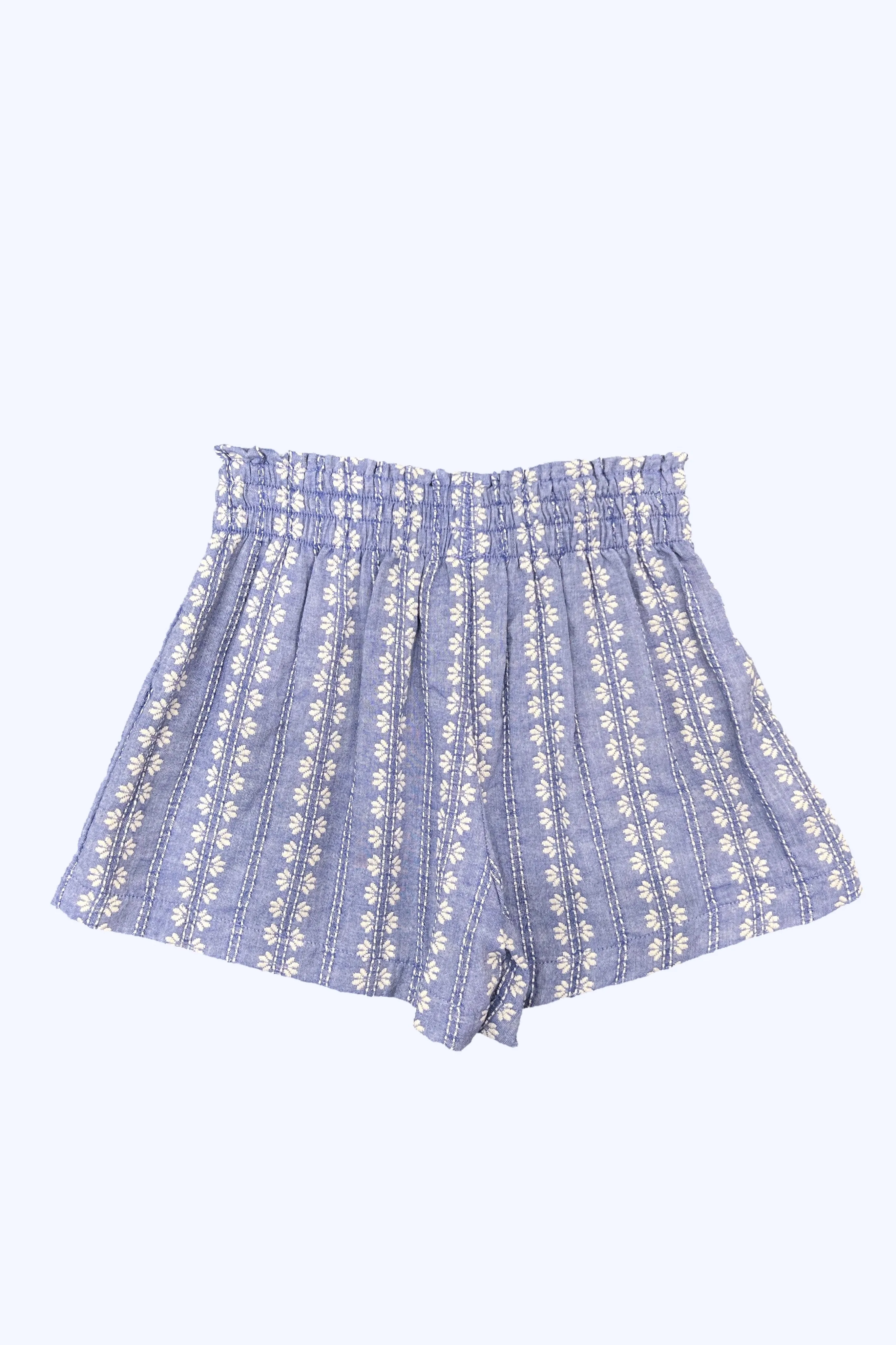 Blue Ivory Print Eyelet Shorts