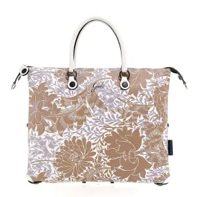 Borsa Donna a Mano con Tracolla GABS G3 PLUS Holiday in Pelle stampa Peonia Toni Beige Media