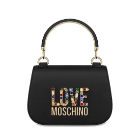 Borsa Donna a Mano LOVE MOSCHINO linea Rhinestone Logo colore Nero