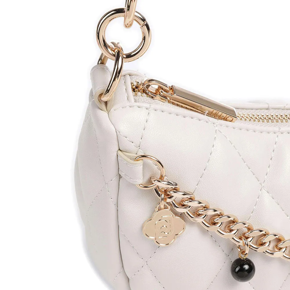 Borsa Donna a Spalla LIU JO Ecosostenibile Matelassè color Bone con Charms