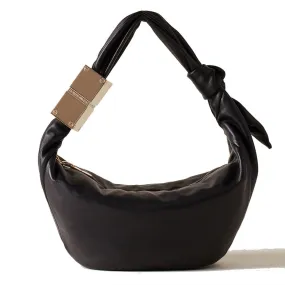 Borsa Donna Hobo Mini BORBONESE linea Domino in Nappa Nera