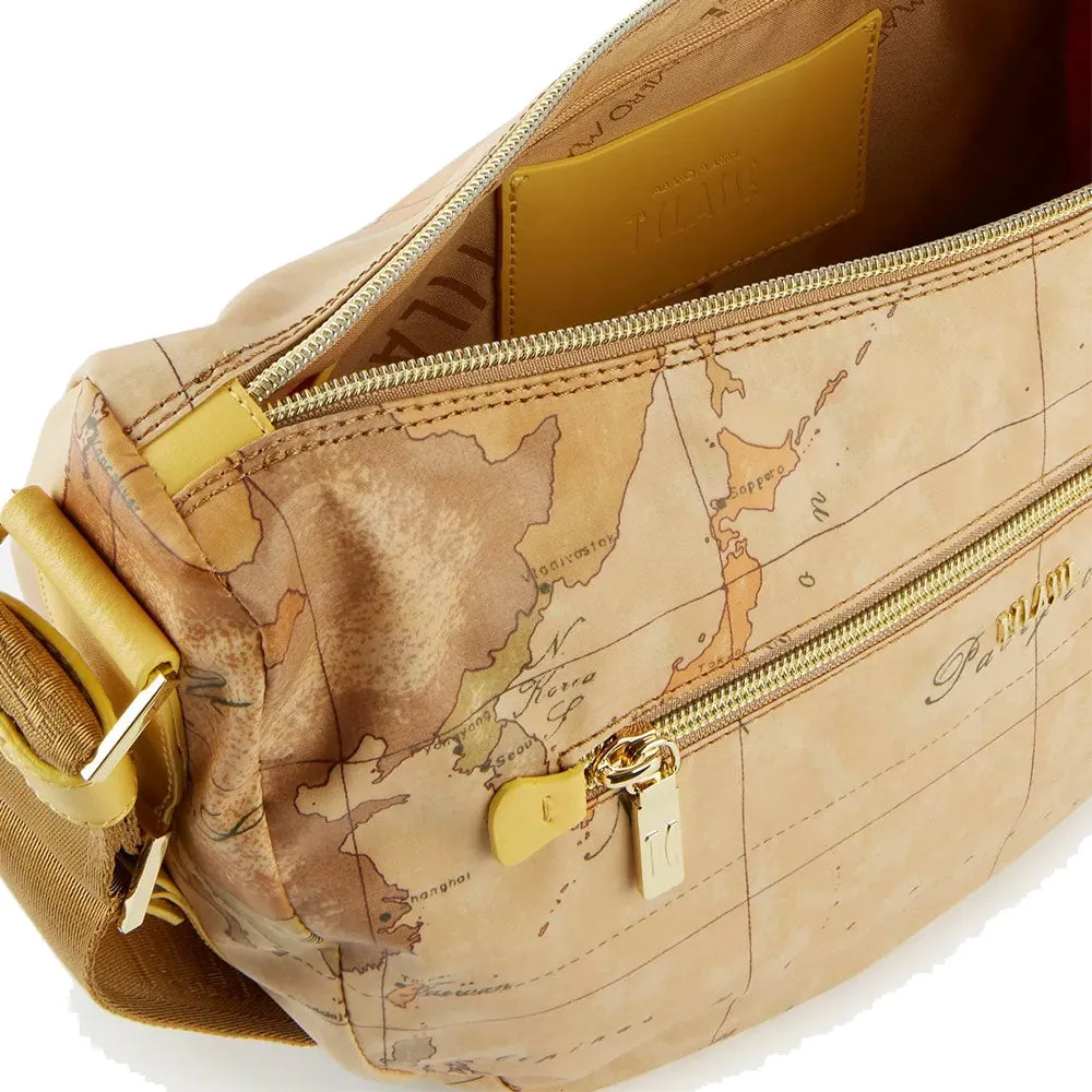 Borsa Mezzaluna Media 1A Classe Alviero Martini linea Soft Atlantic Geo Classic e Giallo Oro GZ76