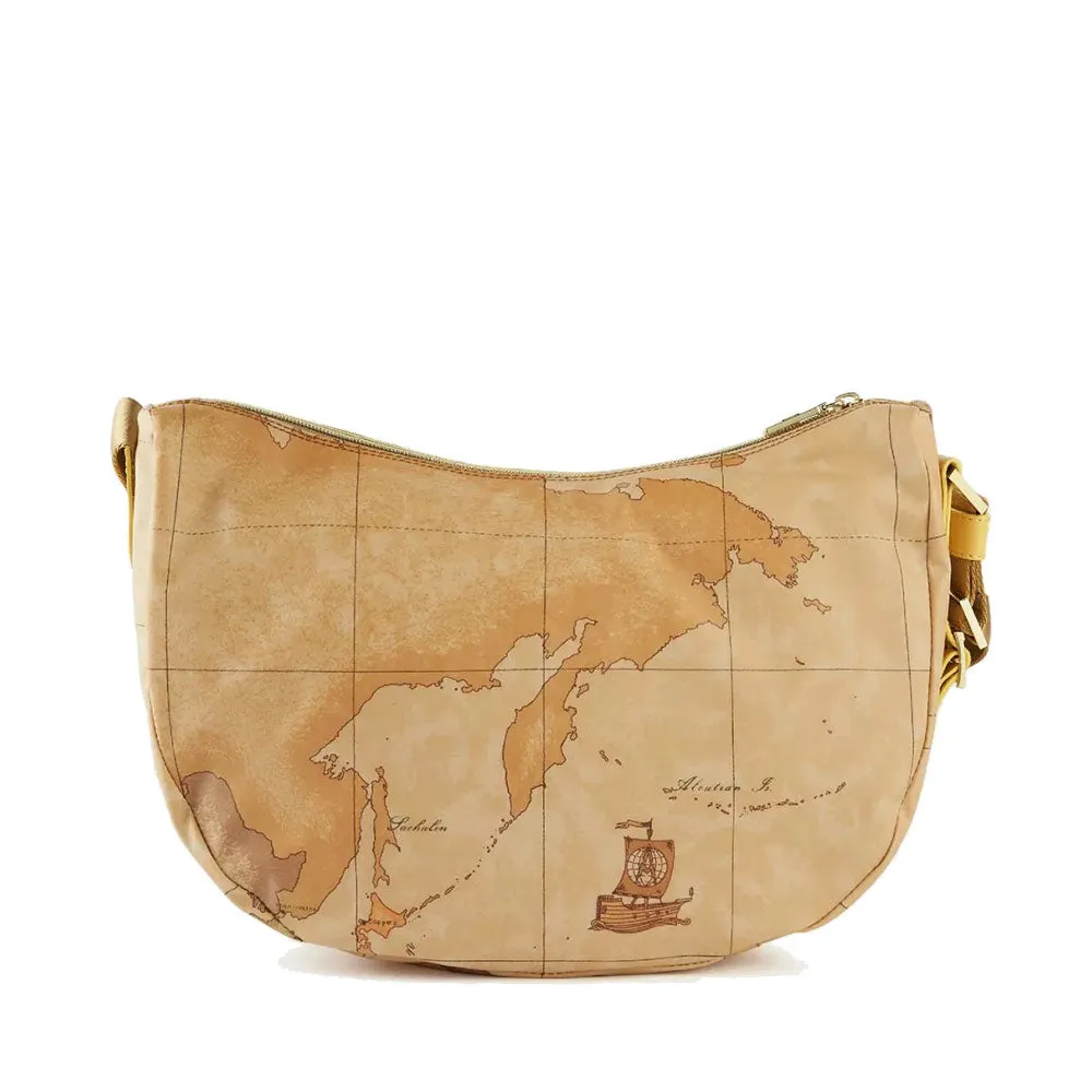 Borsa Mezzaluna Media 1A Classe Alviero Martini linea Soft Atlantic Geo Classic e Giallo Oro GZ76