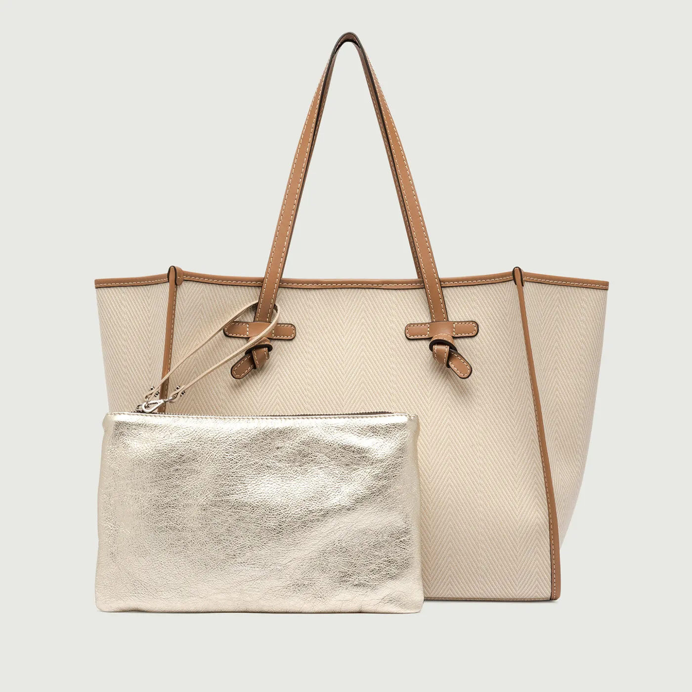 BORSA SHOPPING MARCELLA IN CANVAS BEIGE