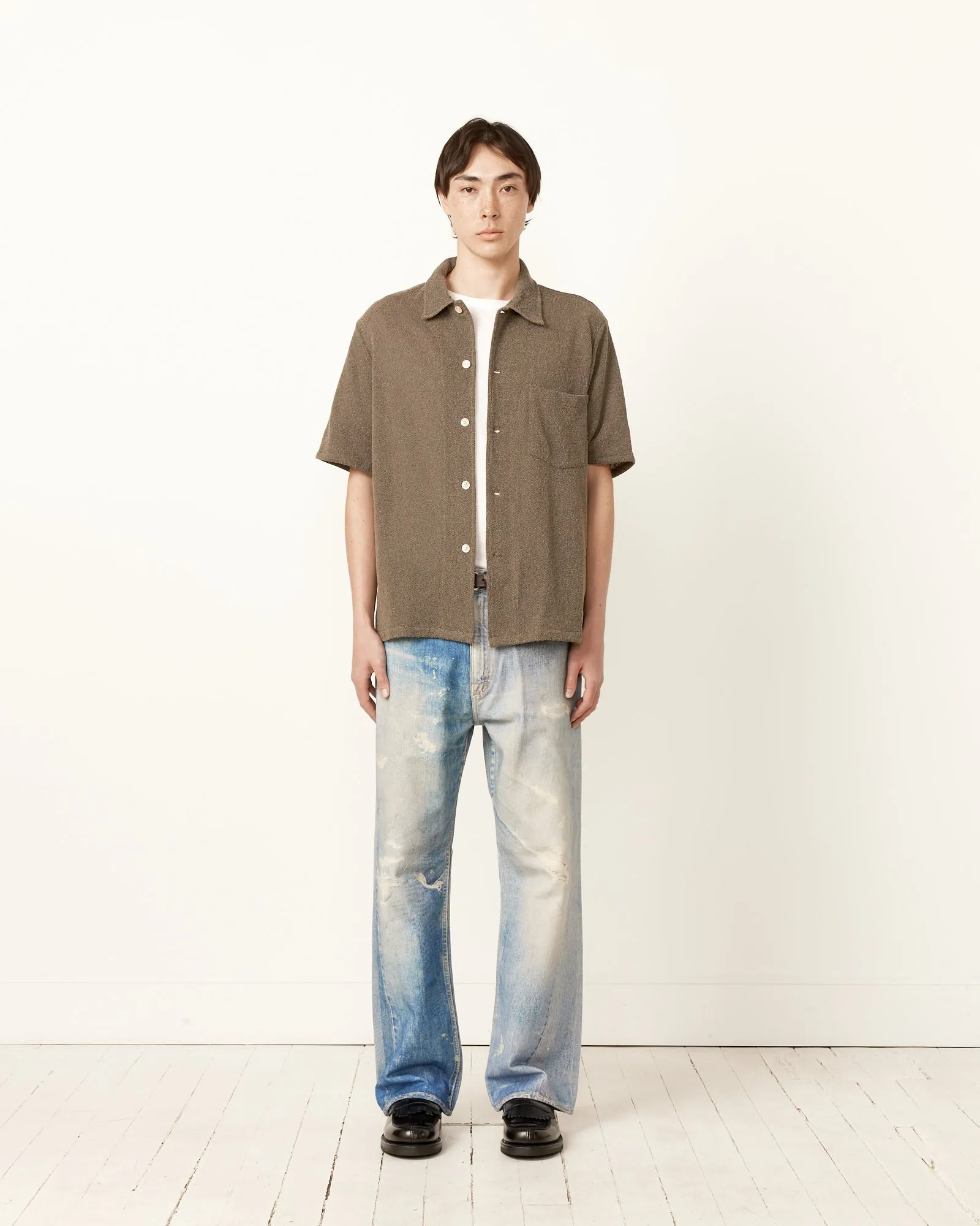 Box Short Sleeve Shirt in Muck Boucle