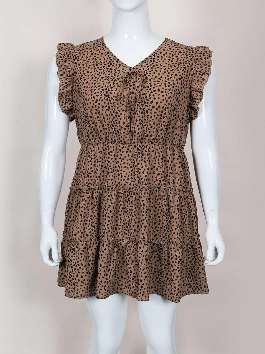 Brown Printed Sleeveless Dress