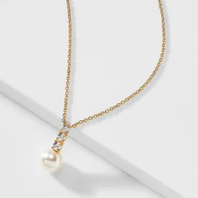 CAMILA PEARL AND CZ DROP NECKLACE