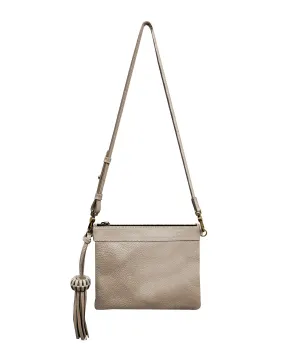 Camila Taupe Leather Clutch - Crossbody