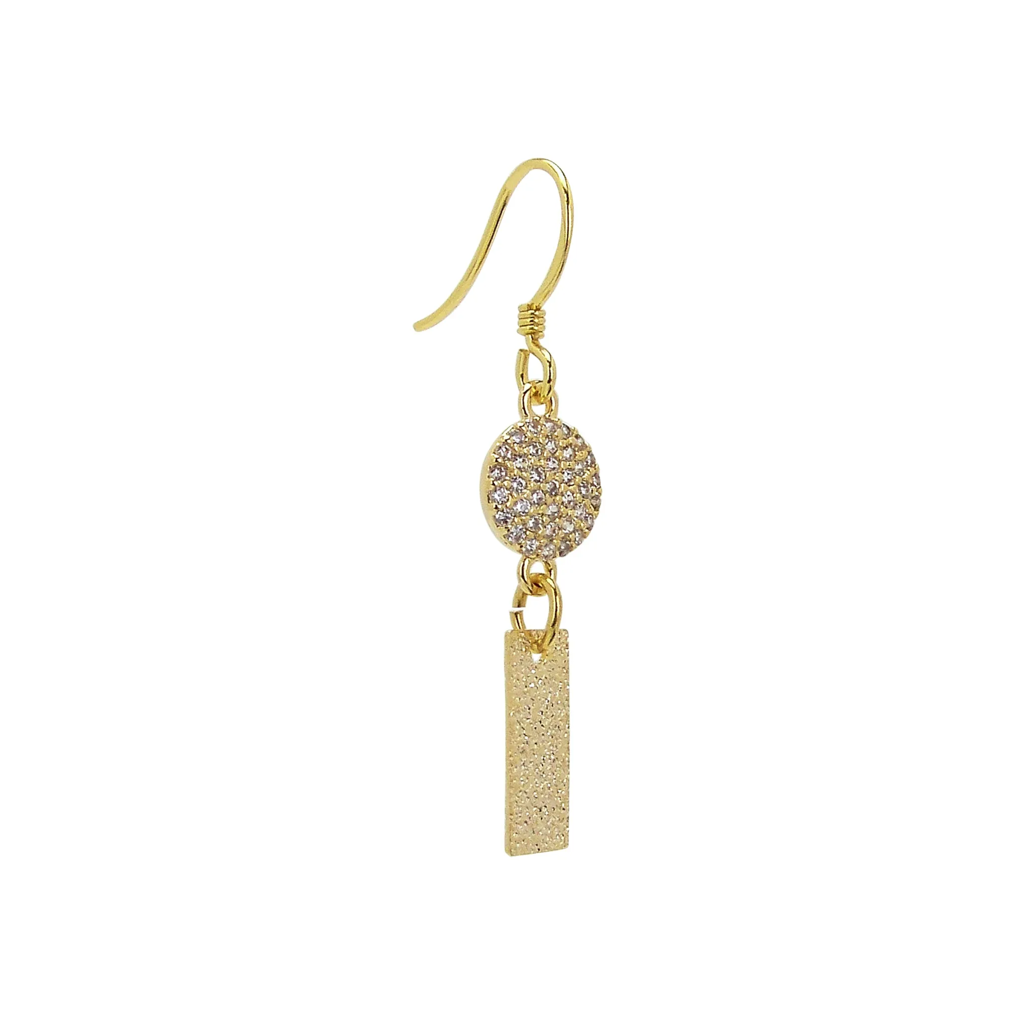 Charlene K Dangle Bar and Circle Charm Earrings in Gold Vermeil