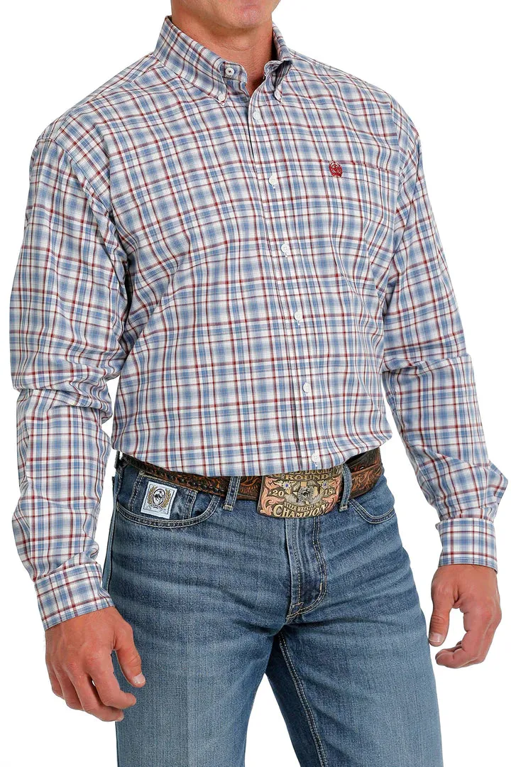 Cinch Men's Long Sleeve Cream Plaid Western Shirt